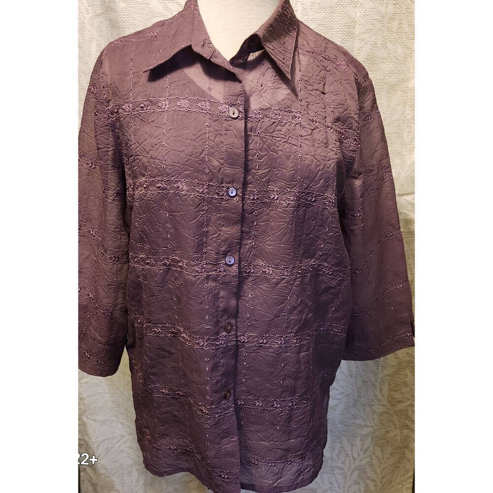 U16 Alfred Dunner purple 2 piece Tank & button-up dressy Blouse